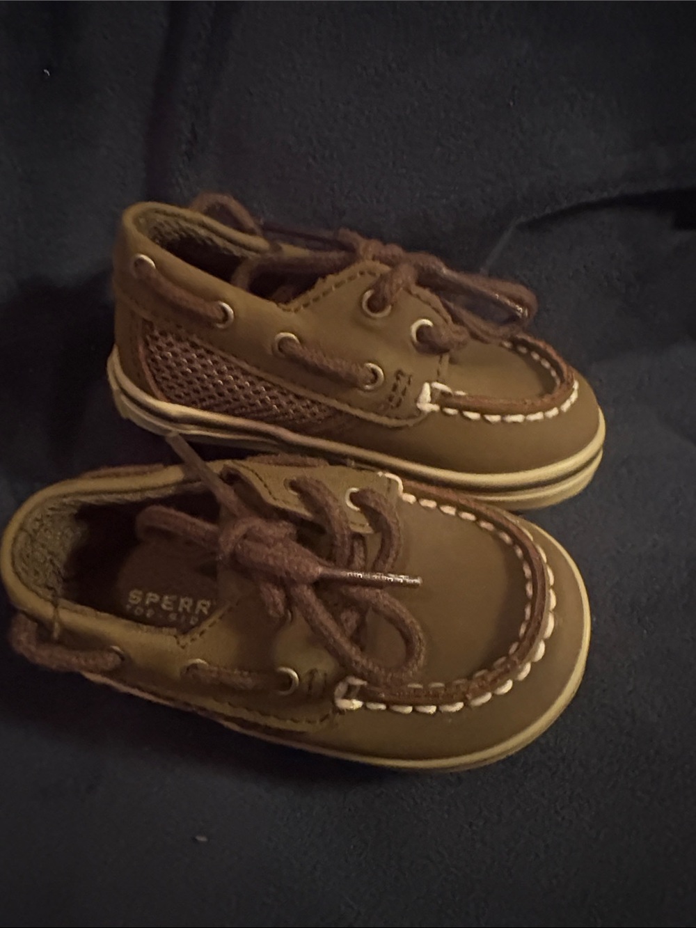 Sperry Kids Brown Moc Toe Boat Shoes with Lace-Up Detail